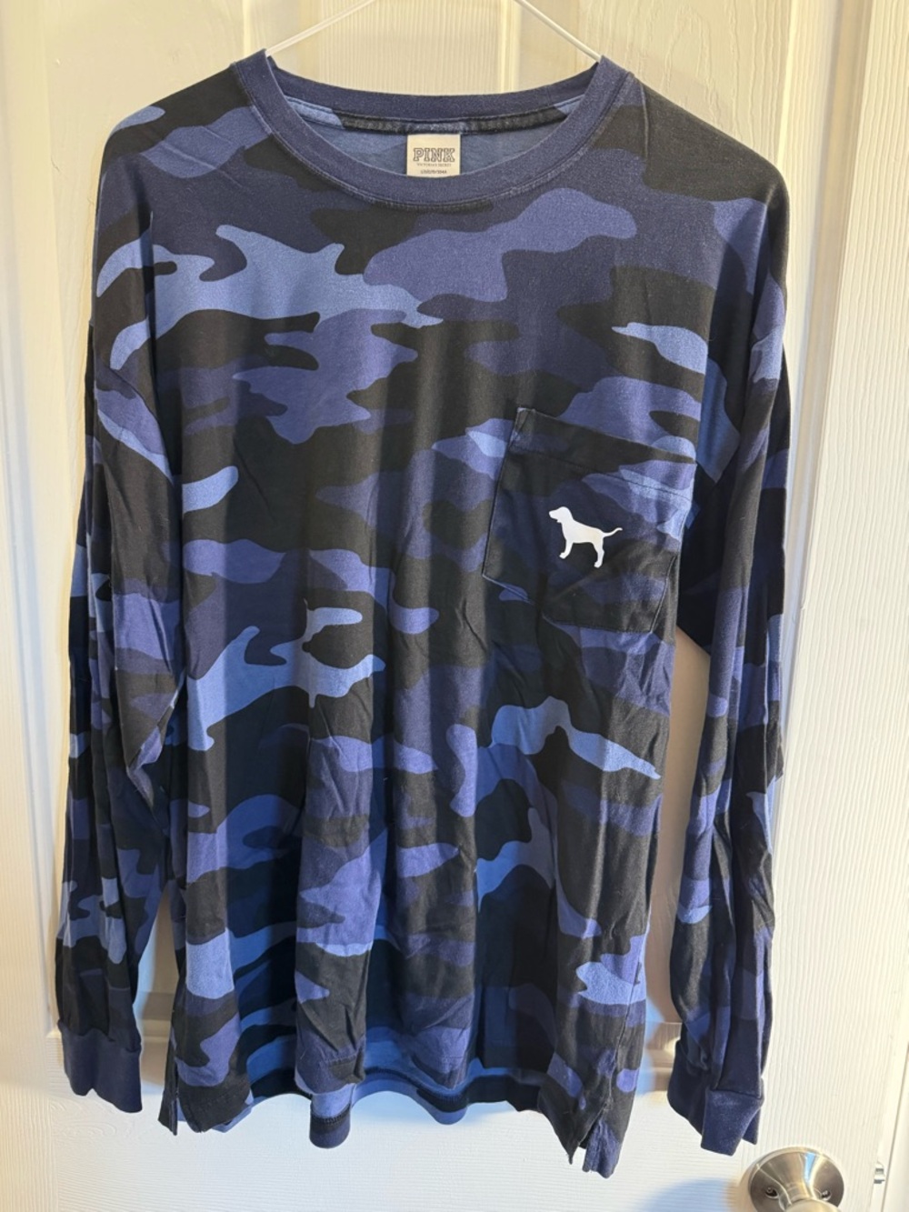 VS PINK Blue Camo Long Sleeve Tee